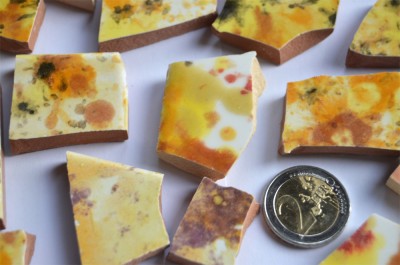 Bruchmosaik handbemalt dann gebrochen Erdfarbe 10 St. ca. 110g
