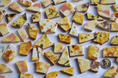 Bruchmosaik handbemalt dann gebrochen Erdfarbe 10 St. ca. 110g