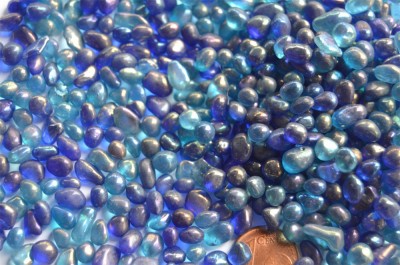 Deko Glaskiesel 3-10mm schimmernd Blaumix 100g ca. 600 St.
