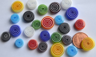 Millefiori Glas Mosaiksteine rund bunt Spirale 7-12mm 20g ca20St