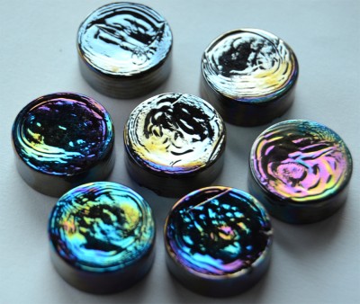 Deko Mosaiksteine irisierend rund 2cm schwarz/antrazit 7St.ca37g