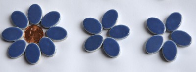 Keramik Mosaiksteine oval 22-23 mm blau 10 St.- ca. 15g