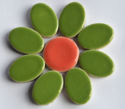 Keramik Mosaikteine Set: 10 oval grün und 10 rund bunt ca. 35g