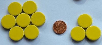 Keramik Mosaiksteine rund glanzend 17-18 mm gelb 10 St.- 20g