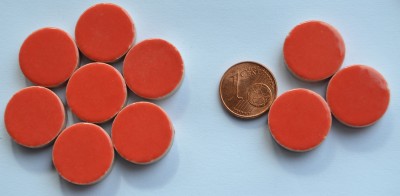 Keramik Mosaiksteine rund glanzend 17-18 mm rot 10 St.- 20g