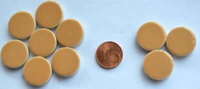 Keramik Mosaiksteine rund glanzend 17-18 mm beige 10 St.- 20g