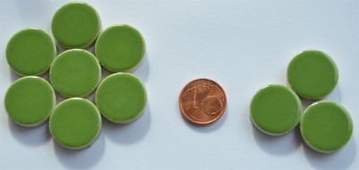 Keramik Mosaiksteine rund glanzend 17-18 mm grün 10 St.- 20g