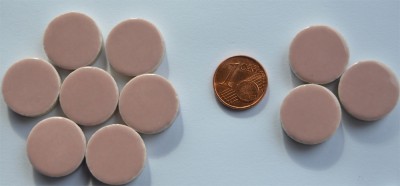 Keramik Mosaiksteine rund glanzend 17-18 mm rosa 10 St.- 20g