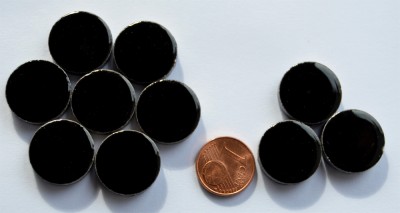 Keramik Mosaiksteine rund glanzend 17-18 mm schwarz 10 St.- 20g