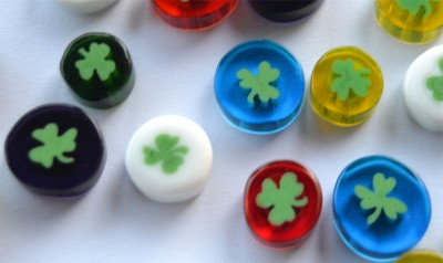 Millefiori rund Mix Kleeblatt 7-12mm 20g, ca. 20-25 Stück