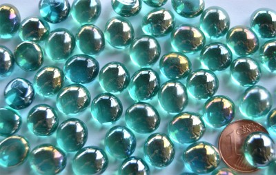 Mini Glasnuggets 10-12mm türkis irisierend 70g, ca. 50 St.