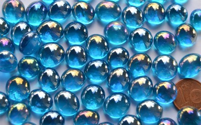 Mini Glasnuggets 10-12mm blau irisierend transp. 70g ca.50 St.