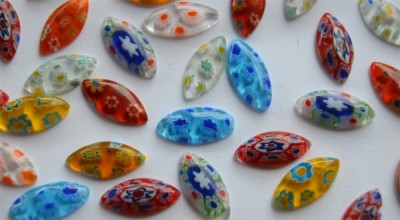 Millefiori Glas Mosaiksteine oval lang bunt 15x7mm 10 St. ca. 4g