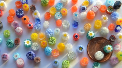 Mini Millefiori Schmuckmosaik bunt rund Ø 2-8mm, 20 St. ca.2g.