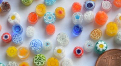 Mini Millefiori Schmuckmosaik bunt rund Ø 2-8mm, 20 St. ca.2g.