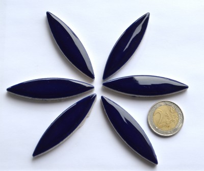 Mosaiksteine Blattform 6cm lang Keramik dunkelblau 6 St.- ca.45g Mosaiksteine Blattform 6cm lang Keramik dunkelblau 6 St.- ca.45g