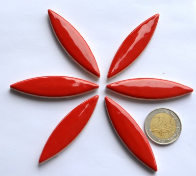 Mosaiksteine Blattform 6cm lang Keramik rot 6 St.- ca.45g Mosaiksteine Blattform 6cm lang Keramik rot 6 St.- ca.45g