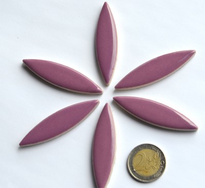 Mosaiksteine Blattform 6cm lang Keramik lila 6 St.- ca.45g Mosaiksteine Blattform 6cm lang Keramik lila 6 St.- ca.45g