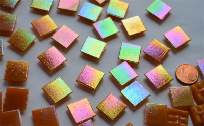 Glas Mosaiksteine schimmernd orange 1,5cm 100 St.- ca. 145g