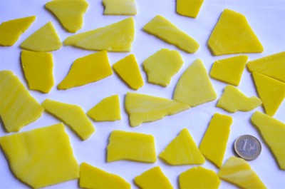Tiffanybruch gelb Tiffany Glas 200g Glasstücke ca. 20-30St.