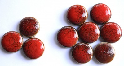 Mosaiksteine rund Tupfenmuster Leopard rot ca. 20mm, 10 St.- 30g