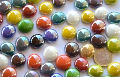 Glasnuggets opak irisierend 17-21mm bunt 100g, ca. 20 St Glasnuggets opak irisierend 17-21mm bunt 100g, ca. 20 St