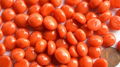 Glasnuggets 10-12mm orange opak, NICHT transp. 70g ca. 50 St. Glasnuggets 10-12mm orange opak, NICHT transp. 70g ca. 50 St.