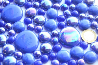Glasnuggets kobaltblau Mix opak in 3 Größen 10-44 mm, 230g, ca. 75 St.