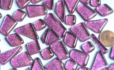 Glitter Mosaiksteine unregelmäßig lila 100g ca. 60 St. Glitter Mosaiksteine unregelmäßig lila 100g ca. 60 St.