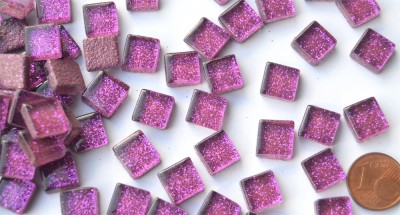 Mini Mosaiksteine Glitzer lila 1x1cm 100 St.- ca. 85g