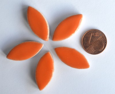 Mosaiksteine Blattform ca. 2,5cm lang Keramik orange 5 St.- ca. 9g