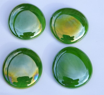 Glasnuggets XL 32-37mm grün opak hochglänzend/irisierend 4 St.ca.70g.