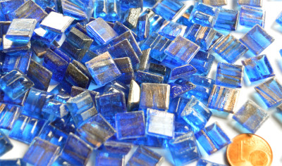 Mosaiksteine mit Flimmer blau 1x1 cm 300 St.- ca.204g Mosaiksteine mit Flimmer blau 1x1 cm 300 St.- ca.204g