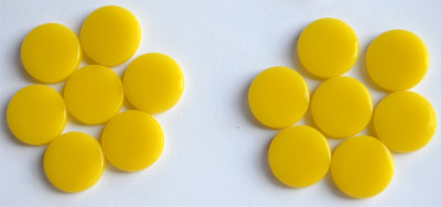 Glas Mosaiksteine rund 17-18mm gelb Stärke 4mm 14 St.- 30g. Glas Mosaiksteine rund 17-18mm gelb Stärke 4mm 14 St.- 30g.