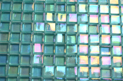 Mosaiksteine türkis transp. mit Regenbogenschimmer 1x1cm, 60 St.- ca50g