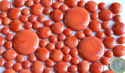 Glasnuggets rot Mix opak in 3 Größen 10-44 mm, 230g, ca. 75 St.