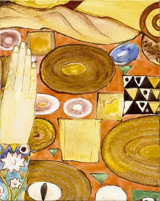 bemalte Wandfliesen 125x80 cm "Klimt: die Umarmung"