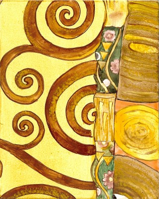 bemalte Wandfliesen 125x80 cm "Klimt: die Umarmung"