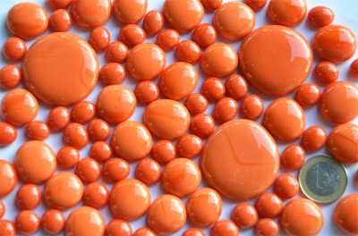 Glasnuggets orange Mix opak in 3 Größen 10-44 mm, 230g, ca. 75 St.