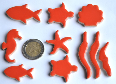 Mosaiksteine Unterwasserwelt, rot Zufallsmischung 33g ca.6-7St. Mosaiksteine Unterwasserwelt, rot Zufallsmischung 33g ca.6-7St.