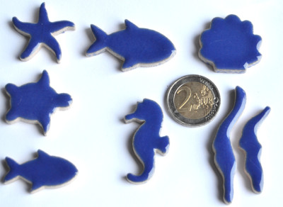 Mosaiksteine Unterwasserwelt, blau Zufallsmischung 33g ca.6-7St. Mosaiksteine Unterwasserwelt, blau Zufallsmischung 33g ca.6-7St.