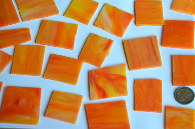 Tiffany Glas orange marmoriert 200g. Glasstücke ca. 15-17St.