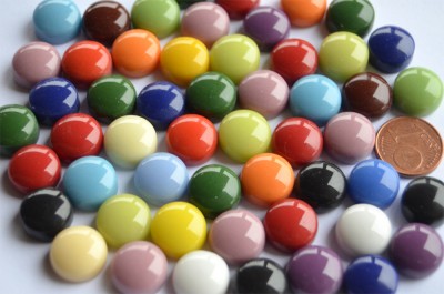 Mosaiksteine rund 12mm bunt glänzend Stärke 6mm 250g, ca. 160St.