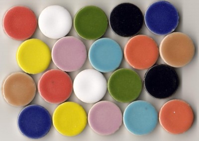 Keramik Mosaiksteine rund glanzend 17-18 mm bunt 50 St.- 100g