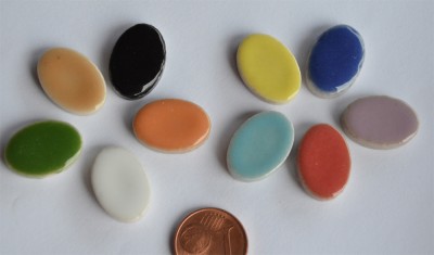 Keramik Mosaik Basteln oval 22-23 mm bunt 10 St.- ca. 15g