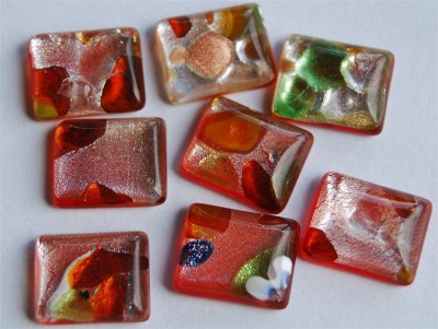 Edel Glasmosaik Mix-lachs mit Muster 10x12mm 8 St.- ca. 7g