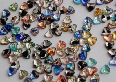 Mini Mosaik Herz 1 cm mit edlem bunten Muster, 8 St.- ca. 5 g