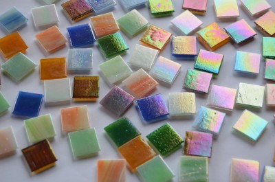 Glasmosaiksteine schimmernd 2x2 cm Buntmix 50 St.- ca. 145g