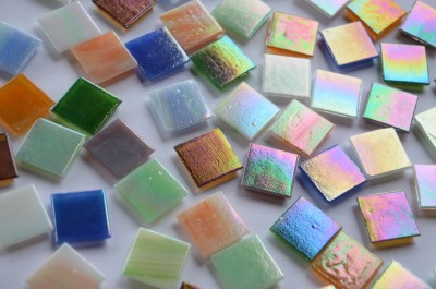 Glasmosaiksteine schimmernd 2x2 cm Buntmix 50 St.- ca. 145g