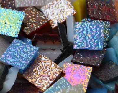 Glasmosaiksteine 1,5x1,5 cm Bunt mit Struktur 100 St.- ca. 145g